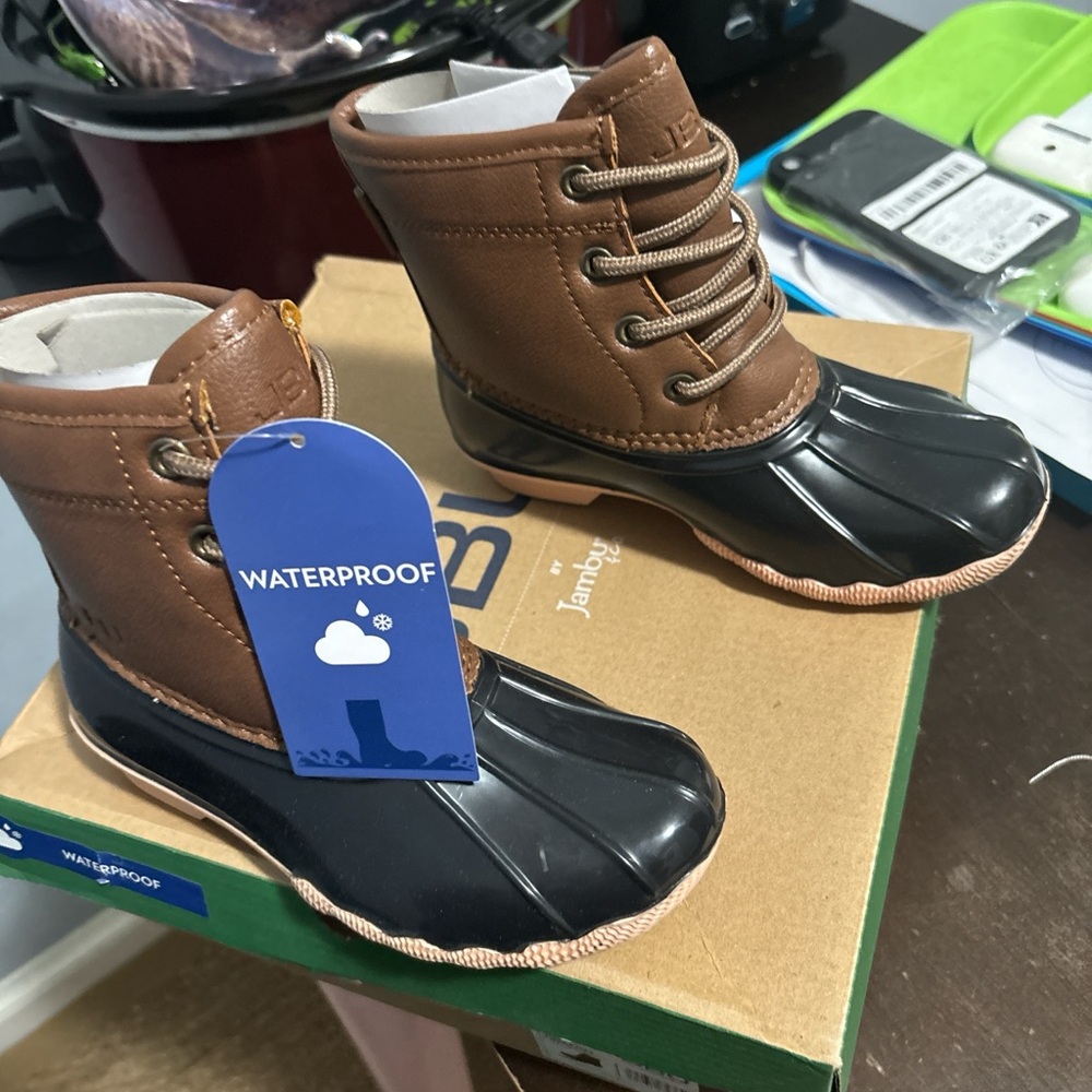 Brown and Black Waterproof Kids Boots
